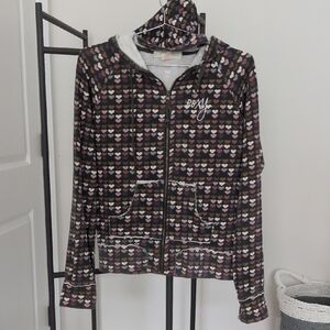 Roxy Gray and Black Zip-Up Hoodie